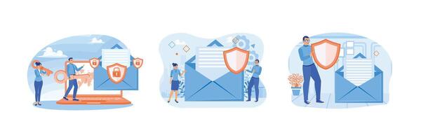 Business asset security system, computer data security, email data protection. vector