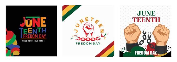 Juneteenth freedom day designs representing celebration and emancipation themes. vector