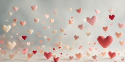 Dreamy Valentine's Day Background with Floating Hearts. photo
