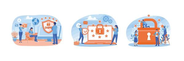 General privacy regulations for personal data protection, protecting business data and information. vector