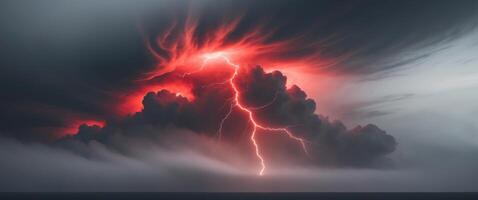 abstract red lightning cloud background banner photo