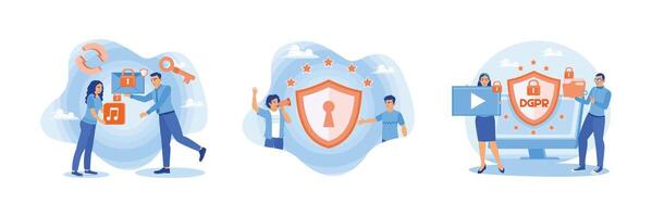 GDPR and privacy policy concept, protecting personal data on the internet. vector