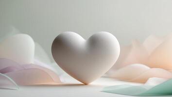 A clean design featuring a single heart surrounded by soft pastel colors and simple text photo
