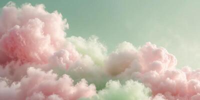 Abstract pink and green cloud texture artwork with soft gradients photo