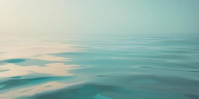 Tranquil Ocean Scene with Gradient Teal Deep Blue Reflection Light Serene Composition. photo