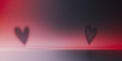 Valentine Gradient Red And Pink Abstract Background With Subtle Heart Shapes Fading To Black. photo
