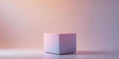 Elegant Pastel Geometric Podium Plastic Rectangle with Gradient Background. photo