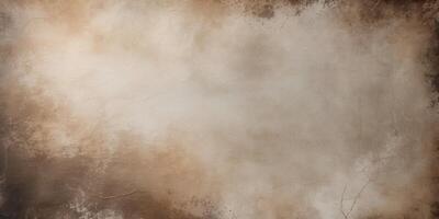 Weathered grunge canvas texture backdrop featuring muted browns and creams with a smooth gradient in the center and rough edges for vintage appeal. photo