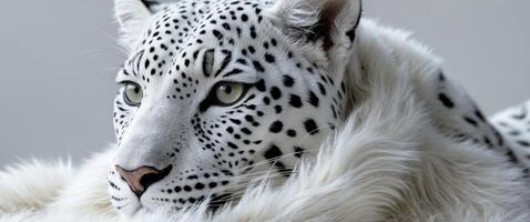 A close up mock up showcasing the stunning texture and background concept of a white leopard faux fur Perfect for adding copy space photo