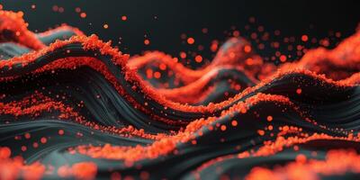 Abstract red and orange particles flowing background animation. photo