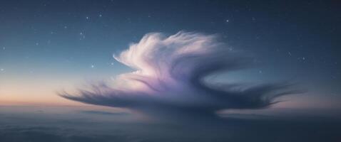 Mystical Cosmic Cloud in a Dark Sky Background. photo