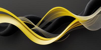 Elegant Abstract Background with Flowing Yellow Lines on a Dark Backdrop. photo