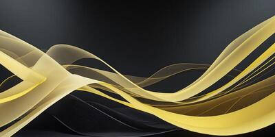 Elegant Abstract Background with Flowing Yellow Lines on a Dark Backdrop photo