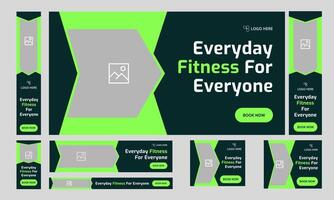 Best body fitness web set banner design for social media post, everyday workout plan web bundle banner design, fully editable eps 10 file format vector