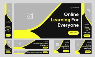 Customizable best learning method web set banner design, education system web bundle banner design, fully editable eps 10 file format vector