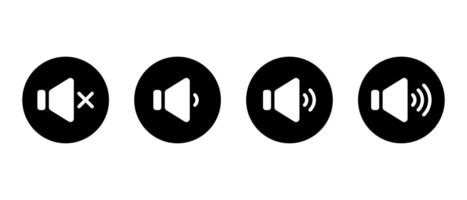 Sound speaker level icon on black circle. Audio volume sign symbol vector