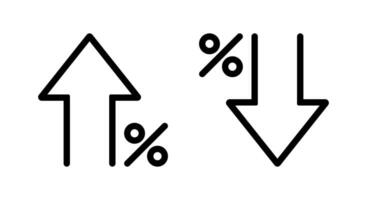 Percent arrow up and down icon in outline style. Percentage increase and decrease arrows sign symbol vector