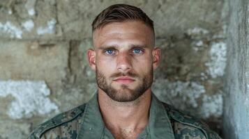 Portrait of a soldier in uniform photo