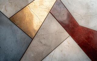 Abstract geometric pattern of multicolored marble tiles photo