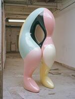 Abstract colorful sculpture in a studio setting photo
