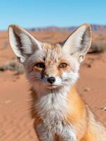 Closeup of a Fennec Fox in the Desert photo