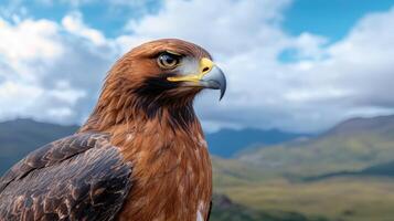 Majestic golden eagle perched on a mountain peak photo