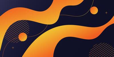 Modern dark blue and orange geometric business banner design. creative banner design with wave shapes and lines for template. Simple horizontal banner. Eps10 vector