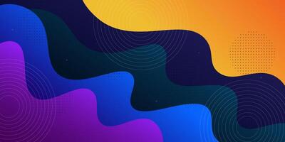 Geometric business banner design in orange, blue and purple gradient. Creative banner design with wave shape as template. Simple and modern banner. Eps10 vector