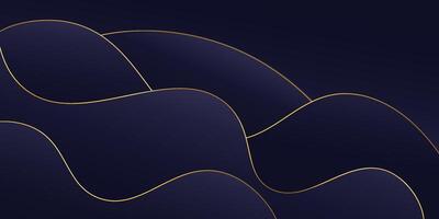 Dark blue geometric business banner design. Creative banner design with wave shape and gold lines as template. Simple horizontal banner. Eps10 vector