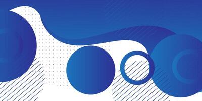 Blue geometric business banner design. Creative banner design with wave and circle shape as template. Simple design on white horizontal banner. Eps10 vector