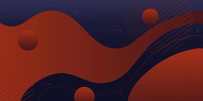Dark blue and brown geometric business banner design. Colorful creative banner design with wave and circle shapes. Simple horizontal banner. Eps10 vector