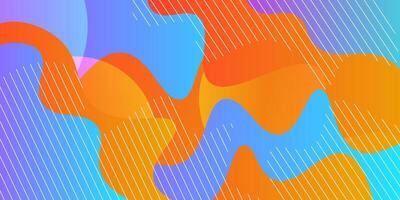 Orange and blue geometric business banner design. Creative banner design with wave and line shape as template. Simple design on horizontal banner vector