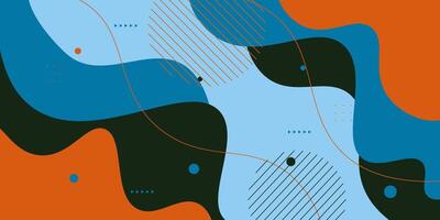 Blue and orange geometric business banner design. Creative banner design with wave and line shape as template. Simple design on horizontal banner. vector