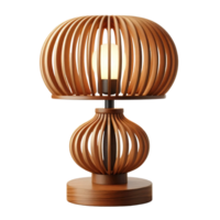 A wooden lamp with a light bulb on it png