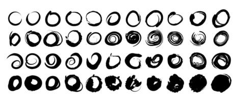 Set of grunge circle brush strokes. Black Round Frames. Creative elements for design vector