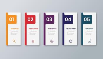 5 option square infographic vector