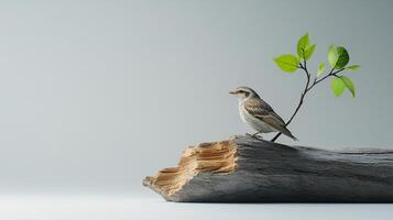 A bird is perched on a tree branch photo