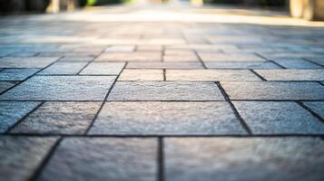 A close up of a brick sidewalk with a light shining on it photo
