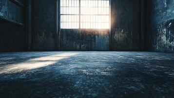 A dark room with a window that is letting in sunlight backdrop photo