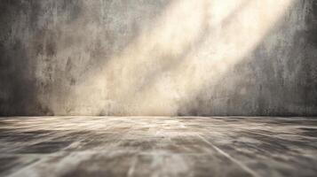 A large empty room with a wall and a floor backdrop photo