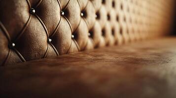 A close up of a leather couch with buttons photo