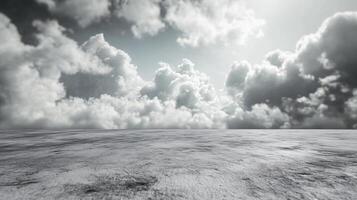 A cloudy sky with a large empty field photo