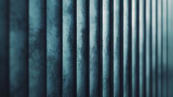 The image is of a row of metal pipes, with a blue hue dominating the scene photo