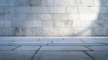A wall with a brick pattern and a shadow cast on it photo