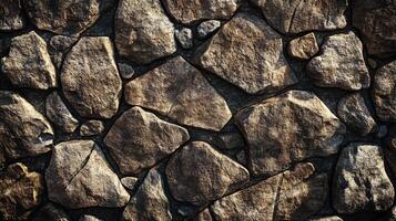 A stone wall with many different shapes and sizes photo
