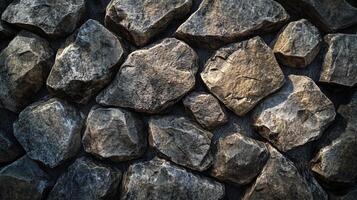 A close up of a wall made of rocks photo