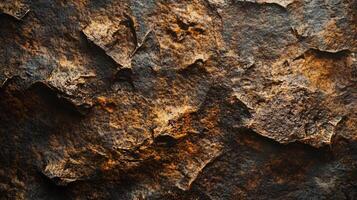 A close up of a rock with a lot of texture and a brownish color photo