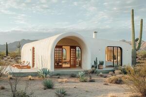 Modern desert house with unique architecture design photo