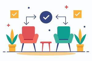 Two chairs with check marks on them vector