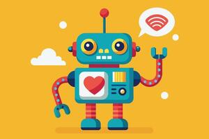A robot with a heart and a speech bubble vector
